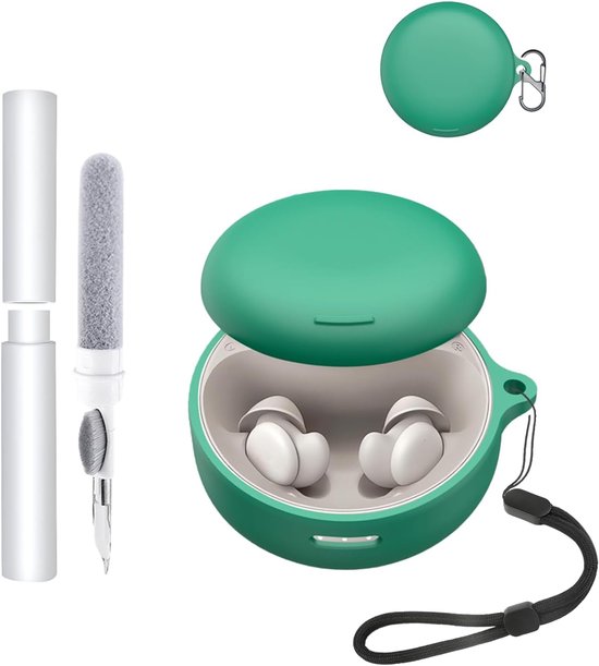 Siliconen hoes voor Soundcore Sleep A30 by Anker, open-ear hoofdtelefoon, schokbestendig, toergy waterdicht, zacht en duurzaam, met koord, sleutelhanger en reinigingstool, groen