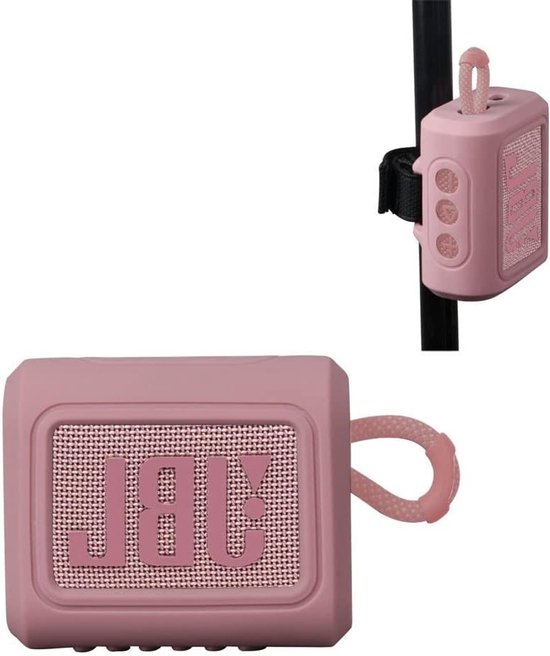 Siliconen hoes voor waterdichte draagbare luidsprekers, geschikt voor JBL GO 4 en GO 3, roze kleur van Merkloos