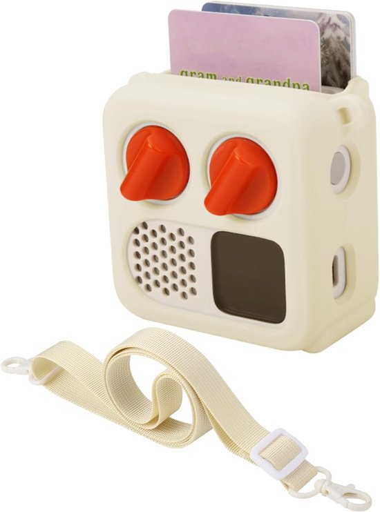 Siliconen Hoesje, Geschikt voor Yoto Mini (Editie 2024), Reistas met Verstelbare Schouderriem, Beschermhoes voor Yoto Mini-Speler, Beige