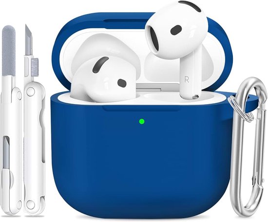 Siliconen voor AirPods 4 Hoes, A5-Lake Blue | Zacht, licht, antislip, krasbestendig, bedraad/draadloos laden. Reinigingspen + sleutelhanger.