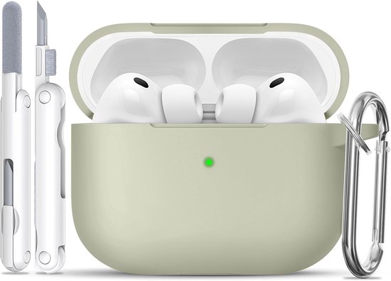 Siliconen voor AirPods Pro 3 Hoes, A6-Khaki | Zacht, licht, antislip, krasbestendig, bedraad/draadloos laden. Reinigingspen + sleutelhanger.