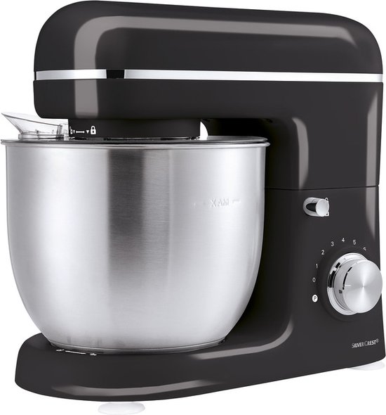 SILVERCREST® KITCHEN TOOLS Keukenmachine pastel - Vermogen: 600 W - Inhoud: 5 L - Inclusief spatbescherming met vulopening, deeghaak, eiwitklopper en garde - Met extra pulsfunctie - Afneembare accessoires zijn vaatwasmachinebestendig van SilverCrest