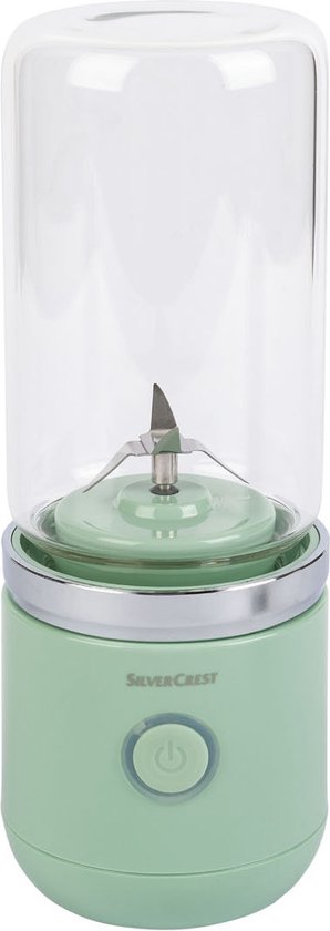 Silvercrest Smoothiemaker to go - Mint - Inhoud: 300 ml - Kenmerk: oplaadbare accu - Bereiding direct in drinkbeker - Om te mixen met yoghurt of ijs - Beker van hoogwaardig borosilicaatglas van SilverCrest