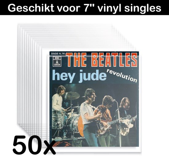 Singles Buitenhoezen voor 7 inch Vinyl – 50 stuks – VinylCare Essential ShieldSleeve – Vinyl hoes geschikt voor 7" Vinyl en 45 Toeren Singletjes – Beschermhoezen voor Singletjes – Buitenhoezen – Transparant – Polyethyleen – 100 Micron