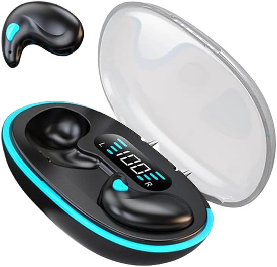 Slaaphoofdtelefoon met botgeleiding, hoofdtelefoon met digitaal led-display, draadloze in-ear hoofdtelefoon, sport-hoofdtelefoon, heldere draadloze audio-oortelefoon voor onzichtbare koptelefoons voor van Merkloos