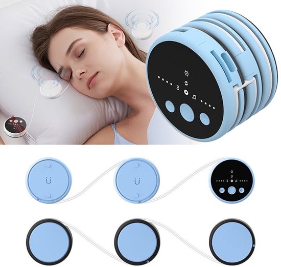 Slaapluidspreker met botgeleiding, draagbare draadloze muziekbox met witte ruis en timer, 8 uur afspeeltijd, Bluetooth 5.4, geschikt voor ontspanning tijdens het slapen met een kussen (blauw). van Merkloos