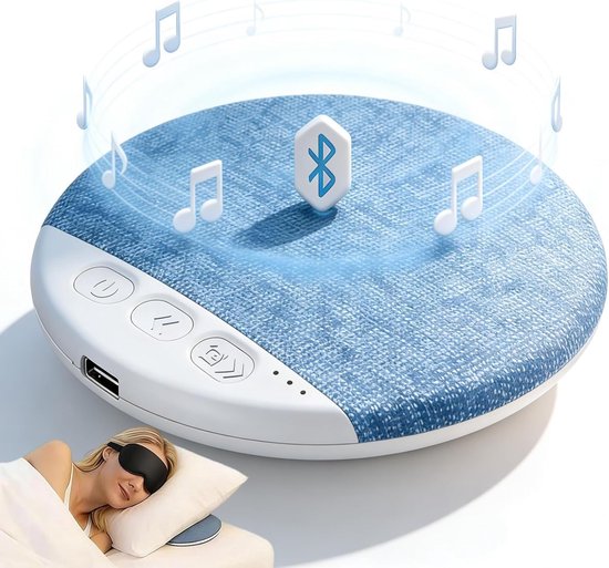 Slaapsprekers - Bluetooth - Ultra Dun (1.1 cm) - Kussen Speaker met Timer - 20-48 uur Accu - Witte Ruis - Voor Beter Slapen - Draadloos - Blauw van Merkloos