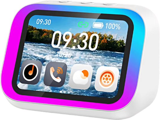Slimme Bluetooth Speaker Draagbaar met Spraakassistent - Wekker Speaker voor Slaapkamer - Wit van Merkloos