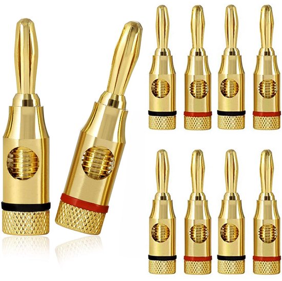 SnelShoppen - 10 Stuks Speaker Banana Plugs 4mm, Duurzame Speaker Aansluitingen voor Luidspreker Kabels, Home Cinema, Wandplaten, Corrosiebestendig