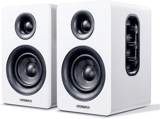 SnelShoppen - 3" Actieve Bluetooth 5.0 Boekenplank Speakers - 60W Carbon Fiber Geluidskwaliteit - 24-Bit DAC - Dynamisch 3D Surround Geluid - 2.0 Comp