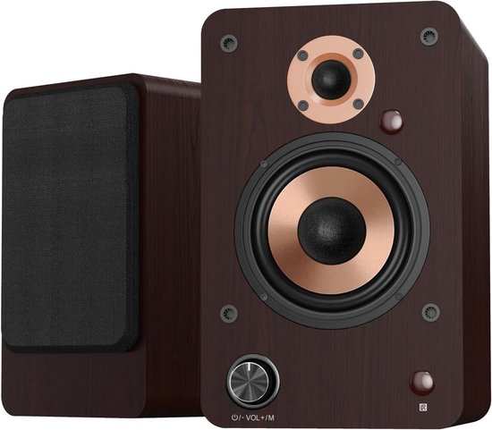 SnelShoppen - Bluetooth Boekenplank Speakers 100W Actieve HiFi met 4" Woofer, 50W x 2, Optische, Coaxiale, RCA, USB, AUX Ingangen voor TV, Computer, M