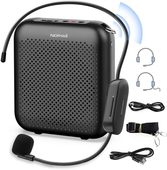 SnelShoppen - Draadloze Spraakversterker voor Leraren, Draagbare Bluetooth-Headset met Luidspreker, Geluidssysteem voor Klas, Toeristische Gids, Toesp