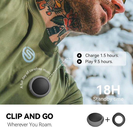 SnelShoppen - Draagbare Bluetooth luidspreker met microfoon, waterbestendige polsluidspreker, 17 geluiden, ideaal voor hardlopen, wandelen en outdoor
