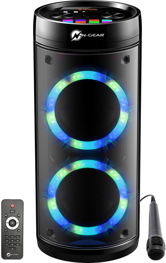 SnelShoppen - Draagbare Bluetooth Party Speaker met Karaoke Microfoon, 600W Vermogen, LED Disco Lichten, Perfect voor Feesten, Camping, Tuin en Kids