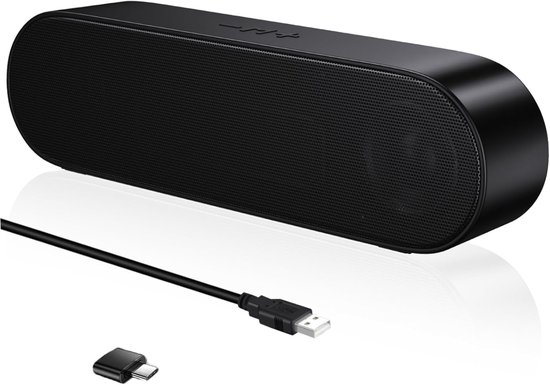 SnelShoppen - Draagbare USB Computerluidspreker Mini Soundbar met 3D Surround Stereo voor Notebook, PC, Laptop, Desktop - Plug and Play - Zwart, Compa