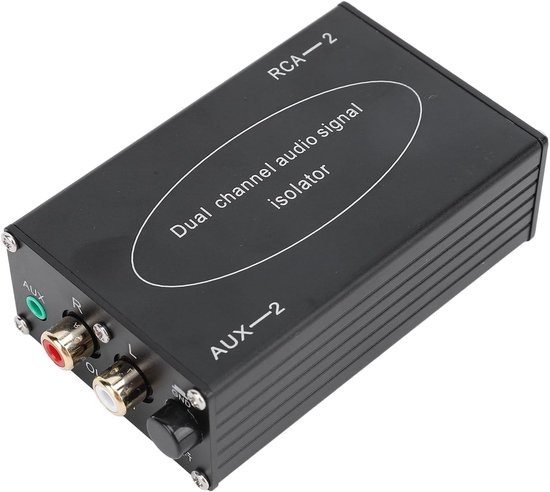 SnelShoppen - Dual R CA Audio Ground Loop Isolator - Twee-Kanaals Audio Signaal Isolator met 3.5Mm Stereo en AV Geluidsaansluiting voor Auto en Thuis