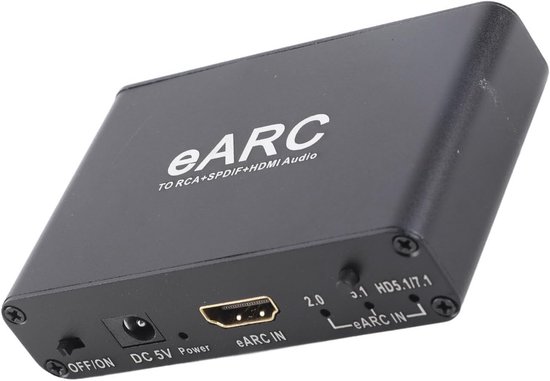 SnelShoppen - EARC & Arc Audio Extractor HDMI, Geluidsconverter tot 720p, Optisch, 3.5mm Aux, Voor TV, Versterker, Thuisbioscoop, Soundbar, Hoofdtelef