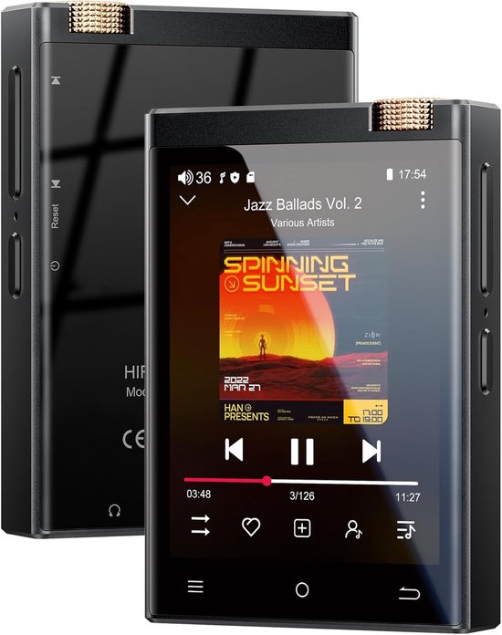 SnelShoppen - HiFi MP3 Speler met Bluetooth en WiFi, 80GB Android 9.0, 2.8 Inch DSD High-fidelity Digitale Muziek Speler, Geschikt voor Spotify, Zwart