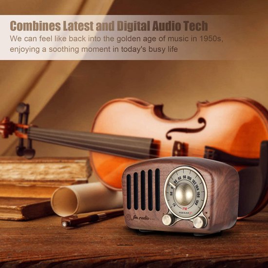 SnelShoppen - Retro Bluetooth Speaker met FM-radio, Vintage Design, Sterke Basversterking, Luid Volume, F-kaartsleuf, MP3-speler, Aux-bediening, micro