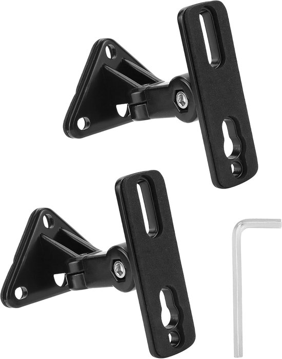 SnelShoppen - Set van 2 Universele Speaker Wandsteunen - 180° Kantel/Rotatie - Maximaal 13,6 kg Draagvermogen - Robuuste IJzeren Constructie voor Surr