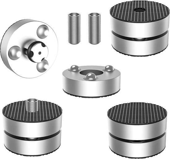 SnelShoppen - Set van 4 Speaker Voeten Resonantie Druk 30x33 Audio Vibration Damper met Schokabsorberende Parels voor Speakers en Apparaten (Zilver)