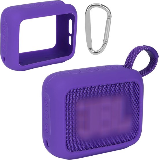 SnelShoppen - Silicone Hoes voor Draadloze Bluetooth Speaker - Perfecte Pasvorm voor JBL Go 4 - Schokbestendig en Beschermend - Paarse Siliconen Case