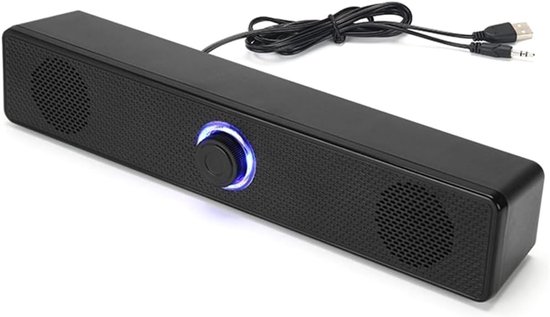 SnelShoppen - Soundbar voor PC en Laptop - Bekabeld USB-Aangedreven Luidsprekersysteem - 3W x 2 - Ideaal voor Thuisbioscoop, TV en Gaming - Compact 29