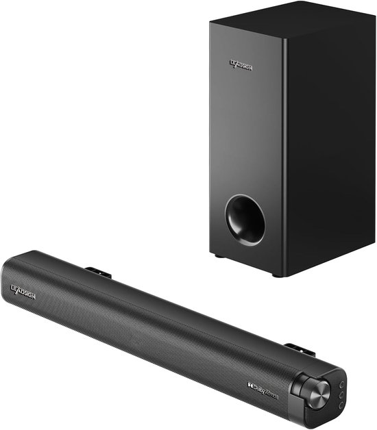 SnelShoppen - Soundbar voor TV 120W met Dolby Atmos, 2.1CH Surround Geluid, TV Soundbar met Bedrade Subwoofer, 3D Thuisbioscoop Geluid, 4 EQ Modus