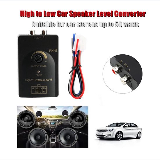 SnelShoppen - Terminal Adapter Hi Low Converter Auto Output Stereo Speaker High Level Signaal voor Laag Niveau Adapter met Vertraging Functie