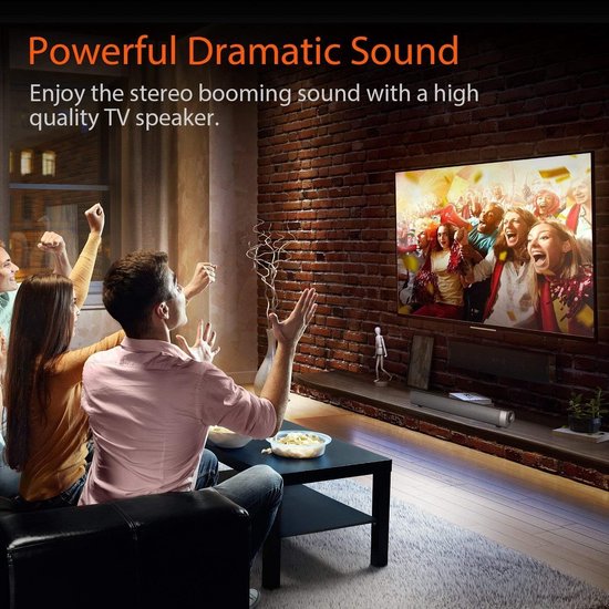 SnelShoppen - TV Soundbar Draadloos Bluetooth en Bedraad Thuisbioscoop Geluidsysteem (3D Surround Sound, Afstandsbediening, Zilver)