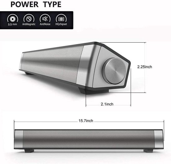 SnelShoppen - TV Soundbar Draadloos Bluetooth en Bedraad Thuisbioscoop Luidsprekersysteem met 3D Surround Geluid en Afstandsbediening Zwart