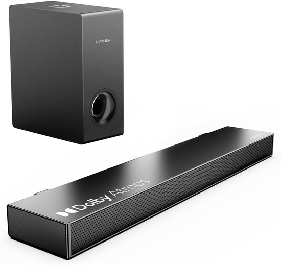 SnelShoppen - ULTIMEA Dolby Atmos TV Soundbar, 2.1 Surround Sound Systeem met Subwoofer, 190W Piekvermogen, 3D Geluid voor Home Cinema, Perfect voor F