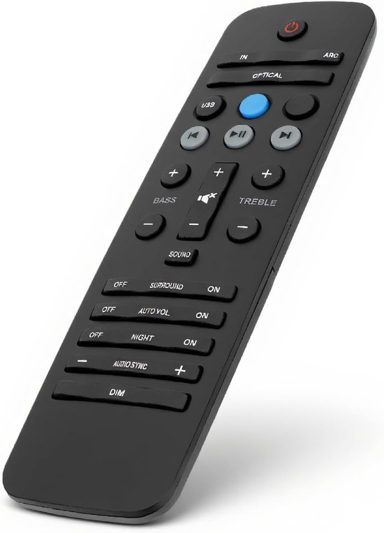 SnelShoppen - Universele Soundbar Afstandsbediening Vervangingsremote voor Bar Speaker, Ergonomisch Ontwerp, Werkt met Diverse Modellen, Inclusief 2 A