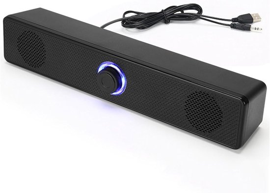 SnelShoppen - USB Bedraad Computer Speakers Soundbar met HiFi Stereo Geluid, 3.5Mm AUX, Draagbare Mini Soundbar voor Laptops, Tablets en Telefoons, Pe