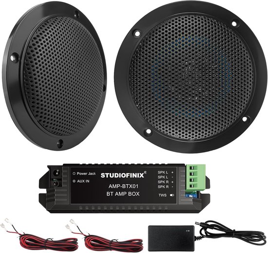 SnelShoppen - Waterproof Marine Bluetooth Plafond Speakers 4 Inch voor Badkamer Keuken Tuin Boot Camper Golfkar - Zwart met Flush Mount