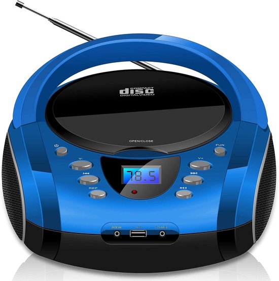 SNJY® CD Speler - Muziekspeler Bluetooth - Draagbare Radio CD Speler - Blauw
