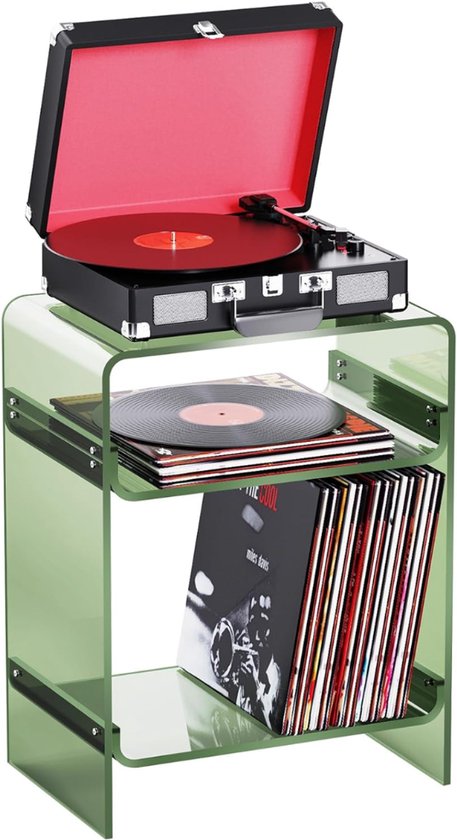 SNJY® Platenspeler Meubel - Platenspeler Kast - LP Houder - Platenhouder - Acryl - 30D x 45B x 58H cm - Groen