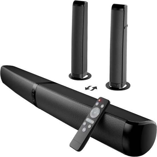 SNJY® Soundbar met Surroundgeluid - TV Speaker - Home Cinema - Met Afstandsbediening - 2-in-1 - 90 W - Zwart