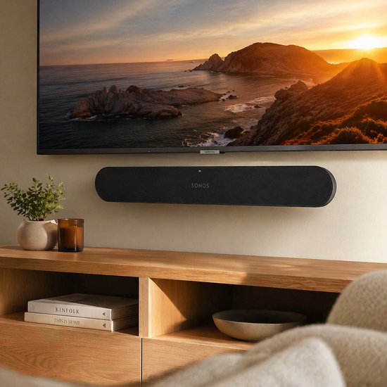 Sonos Ray Muurbeugel - Onzichtbare Wandhouder voor Sonos Ray - Strakke Installatie Onder TV - Universele Soundbar Bevestiging - Stevige & Minimalistische Audio Beugel - Zwart Design - Geschikt voor Woonkamer Setup van Sonos