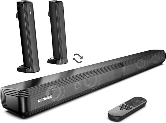 Soundbar - 2-in-1 - 2.2ch Soundbar voor TV - Stereo - BT 5.3 - 100W - 87dB - 3 EQ-modi - Luidsprekers - Luidsprekerkabels - Speaker - Zwart van Merkloos