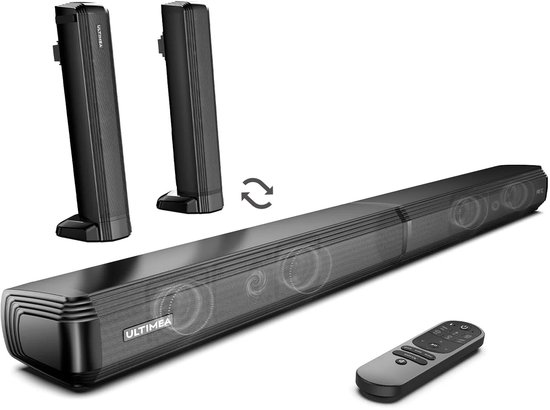 Soundbar - 2-in-1 - 2.2ch Soundbar voor TV - Stereo - Luidsprekers - BT 5.3 - 100W - 87dB - 3 EQ-modi - Luidsprekerkabels - Speaker - Zwart van Madison