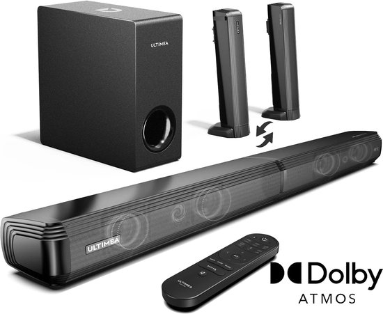 Soundbar - 2-in-1 - 4.1 Soundbar voor TV - Afneembare soundbar - Luidsprekers - Luidsprekerkabels - Speaker - Stereo - BT 5.3 - 280W - 99dB - Zwart van Merkloos