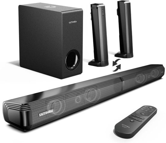 Soundbar - 2-in-1 - 4.1ch Soundbar voor TV - Luidsprekers - Stereo - BT 5.3 - 200 W - Luidsprekerkabels - Speaker - Zwart van Merkloos
