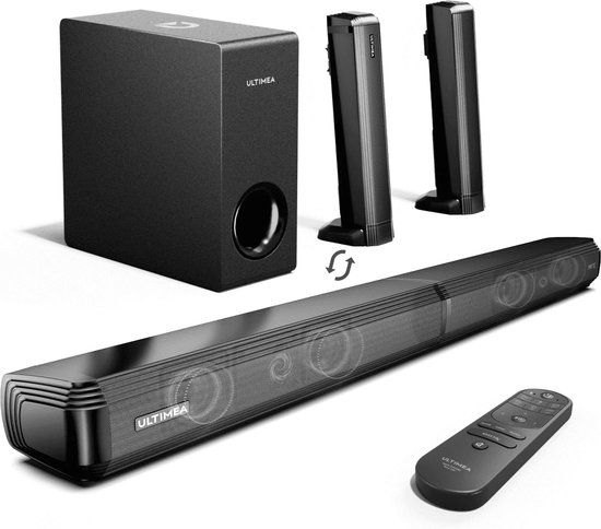 Soundbar - 2-in-1 - 4.1ch Soundbar voor TV - Stereo - BT 5.3 - 200 W - Luidsprekers - Luidsprekerkabels - Speaker - Zwart van Merkloos