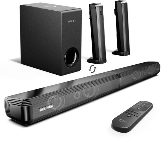 Soundbar - 2-in-1 - 4.1ch Soundbar voor TV - Stereo - Luidsprekers - BT 5.3 - 200 W - 3EQ-modi - 99dB - Luidsprekerkabels - Speaker - Zwart van Merkloos