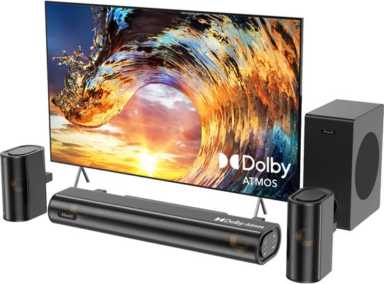 Soundbar 4.1 met Dolby Atmos - Subwoofer 300 W - 2 Voorste Surround Luidsprekers - Indrukwekkende Geluidsbeleving - ShopVlot
