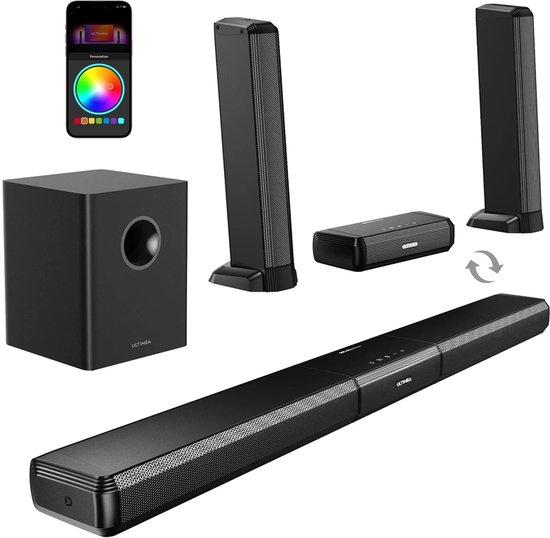 Soundbar - 5.1 - Soundbar met Subwoofer - Soundbar voor TV - Bluetooth - App Control - met RGB Verlichting - 320W Geluidssysteem - Zwart van Belkin