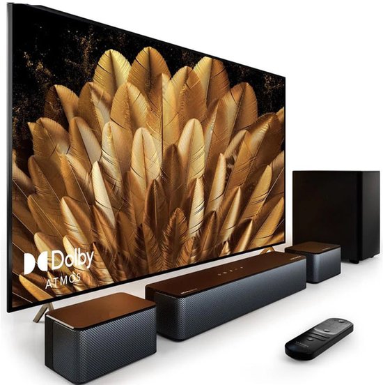 Soundbar - 5.1ch - Soundbar voor TV - Surround Sound-Systeem - met Dradlooze Subwoofer - Dolby Atmos - Bassboost - Smart TV - 87dB - HDMI - eARC - Optical - AUX - USB - Bluetooth 5.3 - Zwart van Merkloos