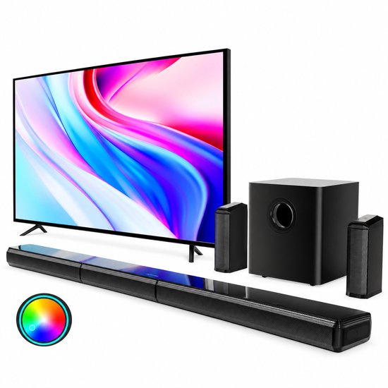 Soundbar 7.1 Surround Sound met Draadloze Subwoofer en 2 Achterspeakers Bluetooth 410 W