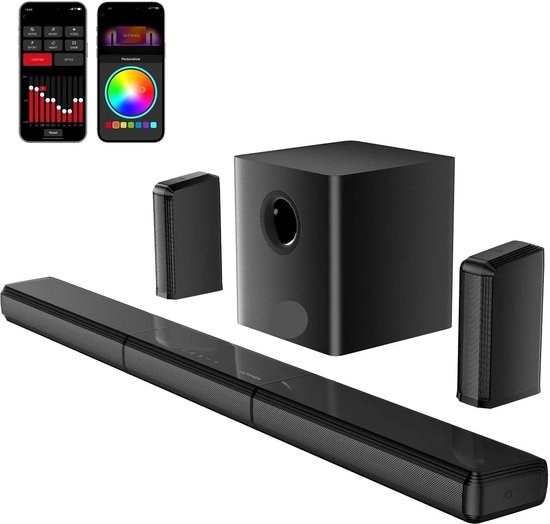 Soundbar - 7.1ch - Soundbar met Subwoofer - 3-in-1 - 410W - Soundbar voor TV - Bluetooth - Afneembare - Zwart van Merkloos